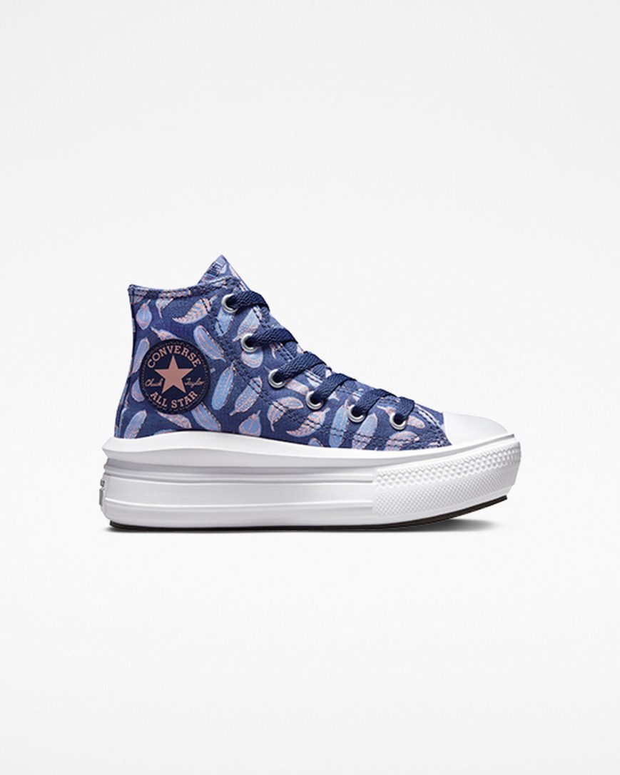 Zapatos Plataforma Converse Chuck Taylor All Star Move Feathers Altas Niña Moradas Azul Real | PE 85W0E7